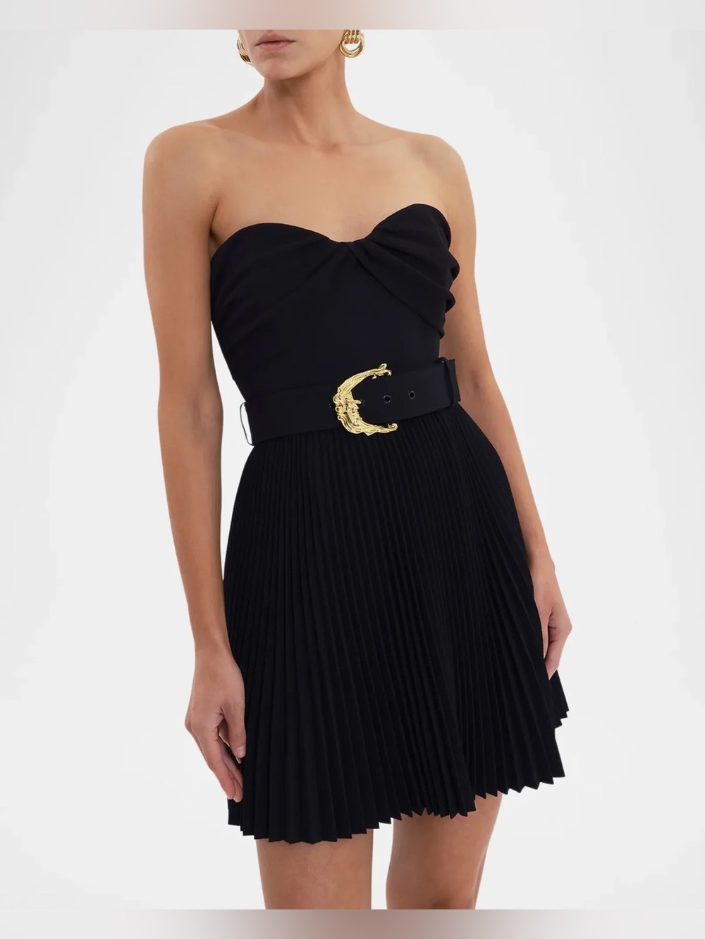 NWT Rebecca Vallance Black Strapless Pleated Lucine Mini Dress Size 8 US 4